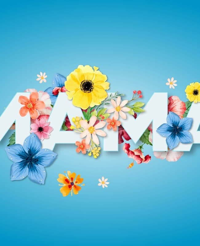 Napis Mama ozdobiony kwiatami