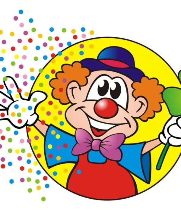 Clown sypiący confetti