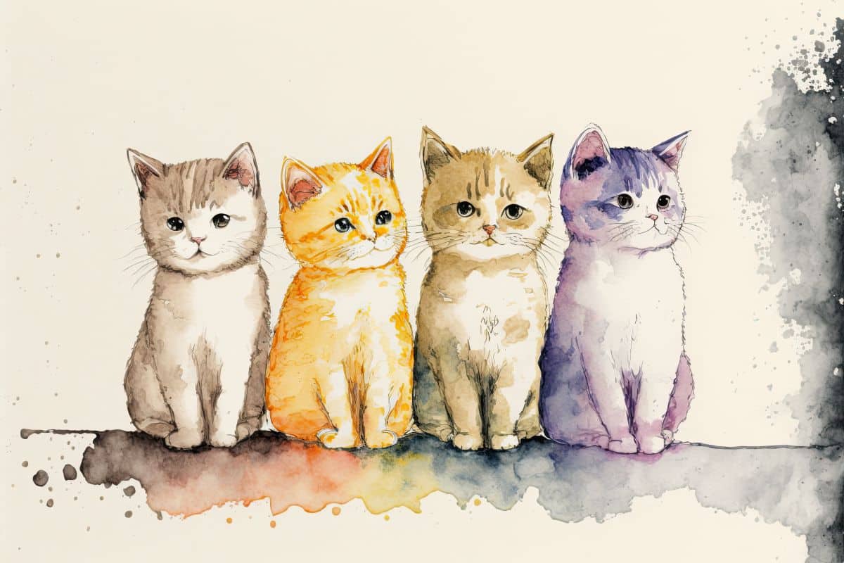 cztery koty w różnych kolorach